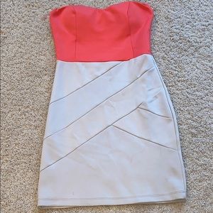 Coral and Beige Bodycon Minidress